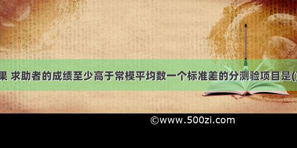 根据测验结果 求助者的成绩至少高于常模平均数一个标准差的分测验项目是()。A.知识B.