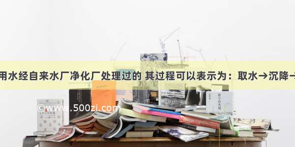 城市的生活用水经自来水厂净化厂处理过的 其过程可以表示为：取水→沉降→过滤→吸附