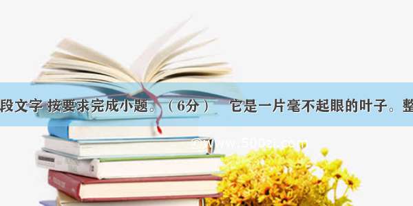 阅读下面一段文字 按要求完成小题。（6分）　它是一片毫不起眼的叶子。整整一个夏天