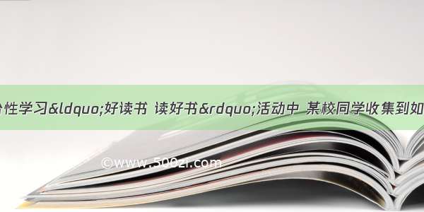 综合性学习在综合性学习“好读书 读好书”活动中 某校同学收集到如下材料 请你根据