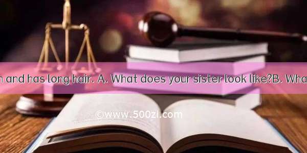 - ? -She is thin and has long hair. A. What does your sister look like?B. What does your s