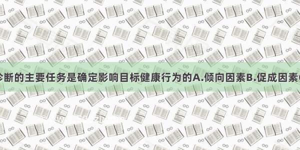 教育和组织诊断的主要任务是确定影响目标健康行为的A.倾向因素B.促成因素C.强化因素D.