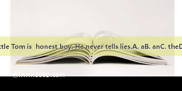 Little Tom is  honest boy. He never tells lies.A. aB. anC. theD. /