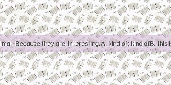 We all like animal. Because they are  interesting.A. kind of; kind ofB. this kind of; kind