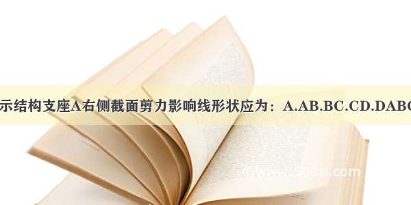 图示结构支座A右侧截面剪力影响线形状应为：A.AB.BC.CD.DABCD