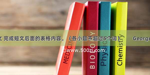 阅读下列短文 完成短文后面的表格内容。（各小题不超过5个词）　　George Stephenso