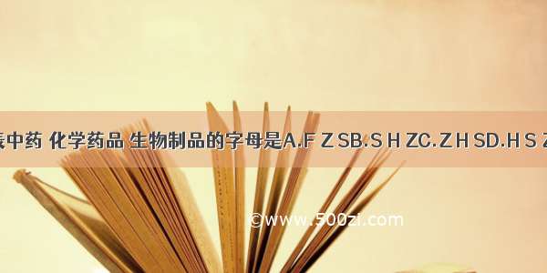 药品批准文号中代表中药 化学药品 生物制品的字母是A.F Z SB.S H ZC.Z H SD.H S ZE.H Z SABCDE