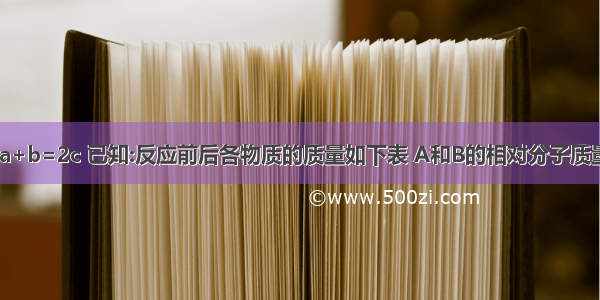 对于化学反应:2a+b=2c 已知:反应前后各物质的质量如下表 A和B的相对分子质量分别为2和3.请