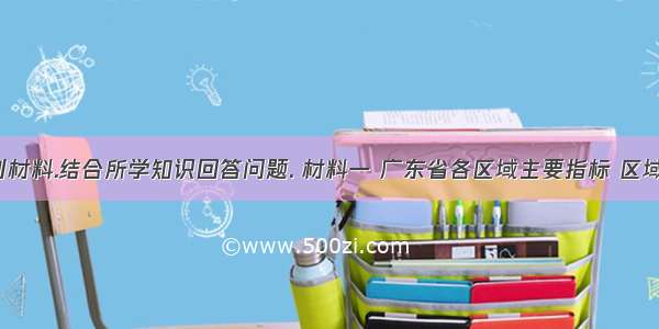 阅读下列材料.结合所学知识回答问题. 材料一 广东省各区域主要指标 区域 国内生