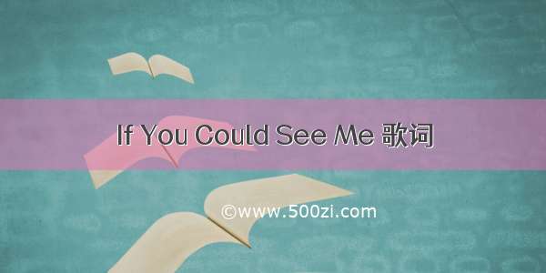 If You Could See Me 歌词