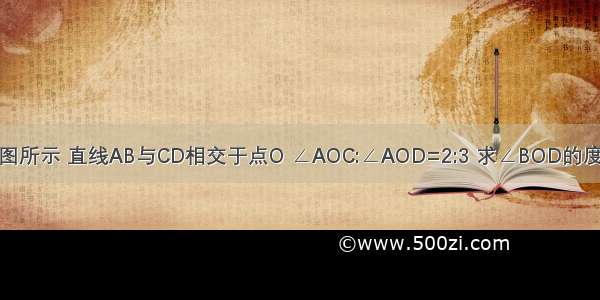 如图所示 直线AB与CD相交于点O ∠AOC:∠AOD=2:3 求∠BOD的度数