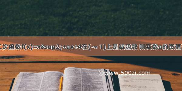 已知二次函数f(x)=x²+ax+4在(-∞ 1)上是减函数 则实数a的取值范围是