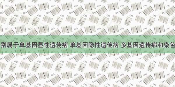 下列疾病分别属于单基因显性遗传病 单基因隐性遗传病 多基因遗传病和染色体异常遗传