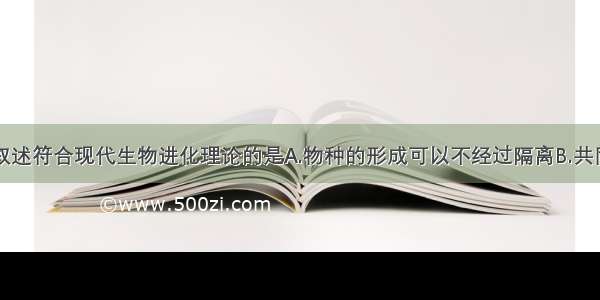 单选题下列叙述符合现代生物进化理论的是A.物种的形成可以不经过隔离B.共同进化的唯一