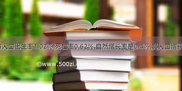 若某城市人口出生率1.02%.死亡率0.62%.自然增长率是0.4%.其人口增长模式是 (