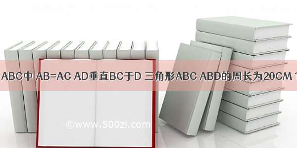 已知三角形ABC中 AB=AC AD垂直BC于D 三角形ABC ABD的周长为20CM 16CM.求