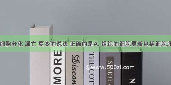 下列有关细胞分化 凋亡 癌变的说法 正确的是A. 组织的细胞更新包括细胞凋亡和干细