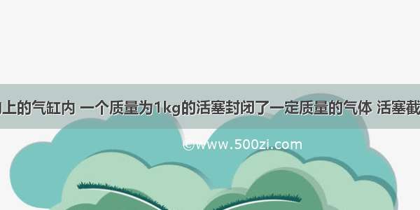 如图一 在开口向上的气缸内 一个质量为1kg的活塞封闭了一定质量的气体 活塞截面积s=5.0*10^