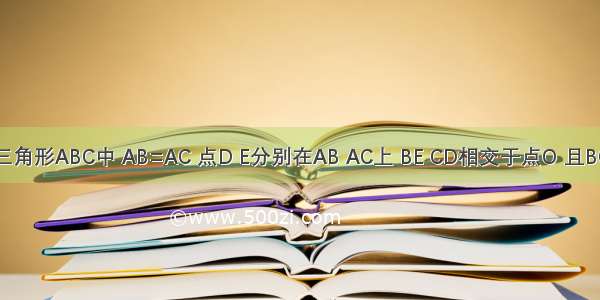 如图 在三角形ABC中 AB=AC 点D E分别在AB AC上 BE CD相交于点O 且BO=CO求