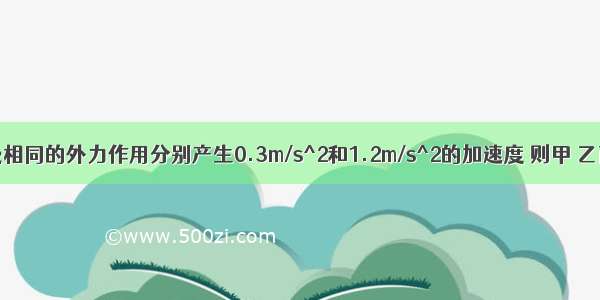 甲 乙两物体受相同的外力作用分别产生0.3m/s^2和1.2m/s^2的加速度 则甲 乙两物体的质量