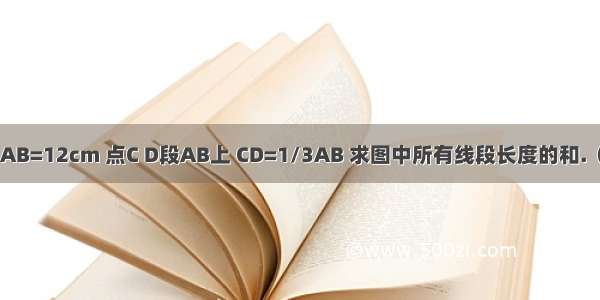 如图 线段AB=12cm 点C D段AB上 CD=1/3AB 求图中所有线段长度的和.（图依次是