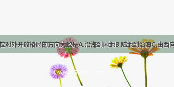 我国形成全方位对外开放格局的方向大致是A.沿海到内地B.陆地到沿海C.由西向东D.由北向南