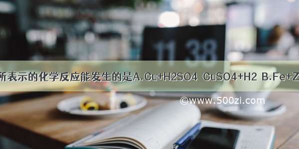 下列化学方程式所表示的化学反应能发生的是A.Cu+H2SO4═CuSO4+H2↑B.Fe+Zn（NO3）2═F