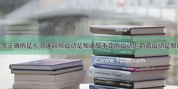 单选题下列说法正确的是A.匀速圆周运动是加速度不变的运动B.简谐运动是加速度不变的运