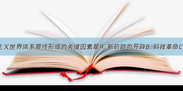 促进资本主义世界体系最终形成的关键因素是A. 新航路的开辟B. 科技革命C. 资产阶级