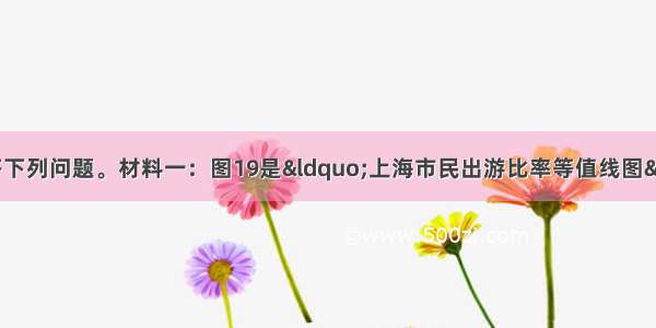 阅读有关材料 回答下列问题。材料一：图19是&ldquo;上海市民出游比率等值线图&rdquo;。出游比率