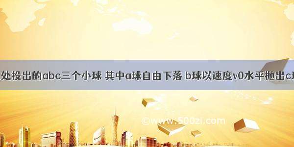 从离地面高h处投出的abc三个小球 其中a球自由下落 b球以速度v0水平抛出c球以速率v斜