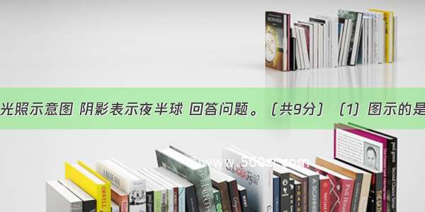 读下列太阳光照示意图 阴影表示夜半球 回答问题。（共9分）（1）图示的是（节气）日