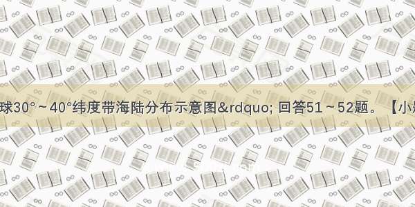 读图&ldquo;某半球30°～40°纬度带海陆分布示意图&rdquo; 回答51～52题。【小题1】图中M地和N