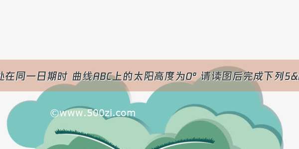 该图表示全球处在同一日期时 曲线ABC上的太阳高度为0° 请读图后完成下列5—6小题。