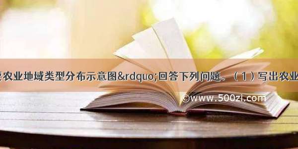 读“世界主要农业地域类型分布示意图”回答下列问题。（1）写出农业区中数字代表的世