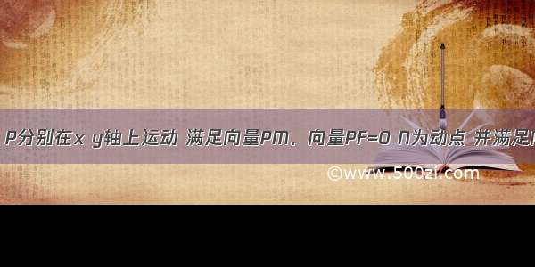 0） 动点M P分别在x y轴上运动 满足向量PM．向量PF=0 N为动点 并满足向量PN...0）