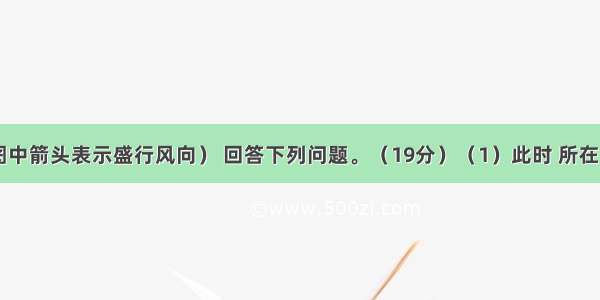 读图18（图中箭头表示盛行风向） 回答下列问题。（19分）（1）此时 所在半球的季节