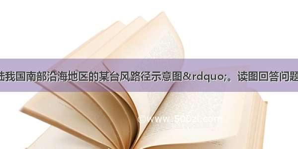 图12为“登陆我国南部沿海地区的某台风路径示意图”。读图回答问题。（10分）（1）台