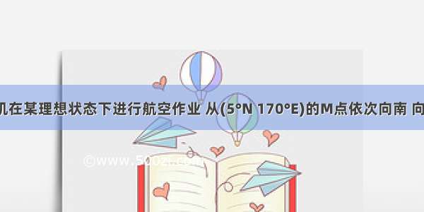 一架飞机在某理想状态下进行航空作业 从(5°N 170°E)的M点依次向南 向东 向北 