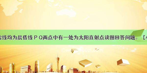 图1中两条虚线均为晨昏线 P Q两点中有一处为太阳直射点读图回答问题。【小题1】此时