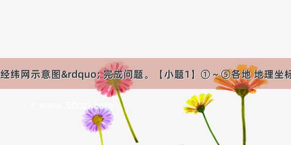 读图&ldquo;四幅经纬网示意图&rdquo; 完成问题。【小题1】①～⑤各地 地理坐标相同的是【小题2