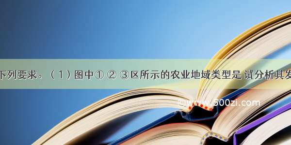 读图完成下列要求。（1）图中① ② ③区所示的农业地域类型是 试分析其发展的社会