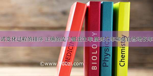 人口增长模式变化过程的排序 正确的是①低出生率 低死亡率和低自然增长率②高出生率