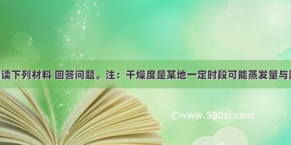 （37分）阅读下列材料 回答问题。注：干燥度是某地一定时段可能蒸发量与降水量的比值