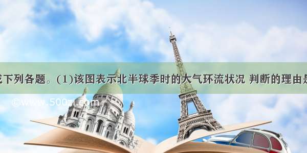 读下图 完成下列各题。(1)该图表示北半球季时的大气环流状况 判断的理由是。(2)一般