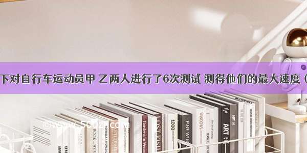 在相同条件下对自行车运动员甲 乙两人进行了6次测试 测得他们的最大速度（单位：m/s