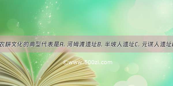 我国长江流域农耕文化的典型代表是A. 河姆渡遗址B. 半坡人遗址C. 元谋人遗址D. 北京人遗址