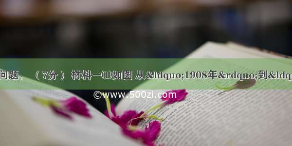 阅读下列材料 回答问题。 （7分） 材料一⑴如图 从“1908年”到“19” 老百