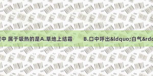 下列物态变化过程中 属于吸热的是A.草地上结霜　　B.口中呼出“白气”C.湿衣服晾干　