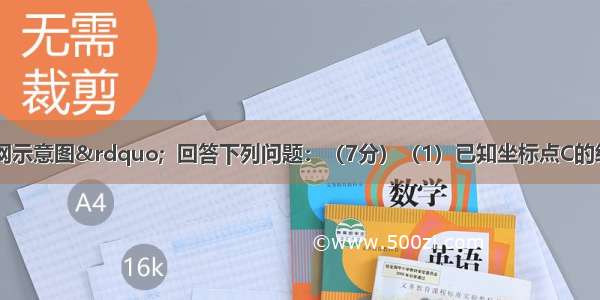 读“经纬网示意图”  回答下列问题：（7分）（1）已知坐标点C的经纬度为（0° 10°